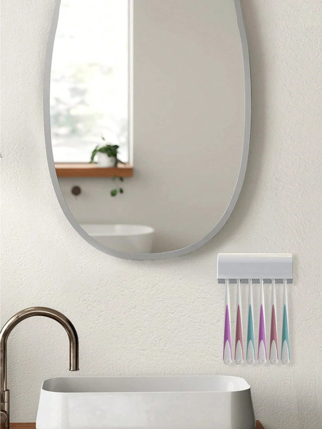 1pc Wall-Mounted Toothbrush Holder with Toothpaste Dispenser - No Drilling-NEW
