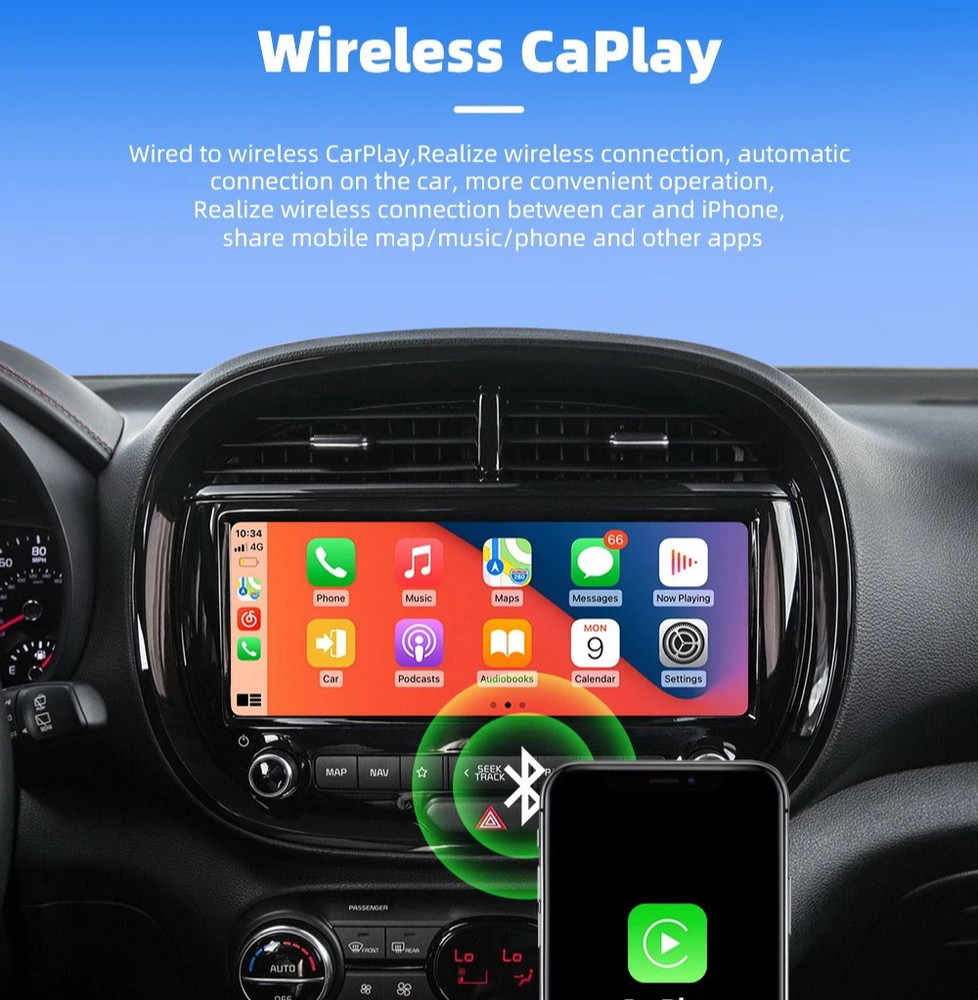 2-in-1 Wireless CarPlay Android Auto Adapter Plug & Play USB for iPhone Android