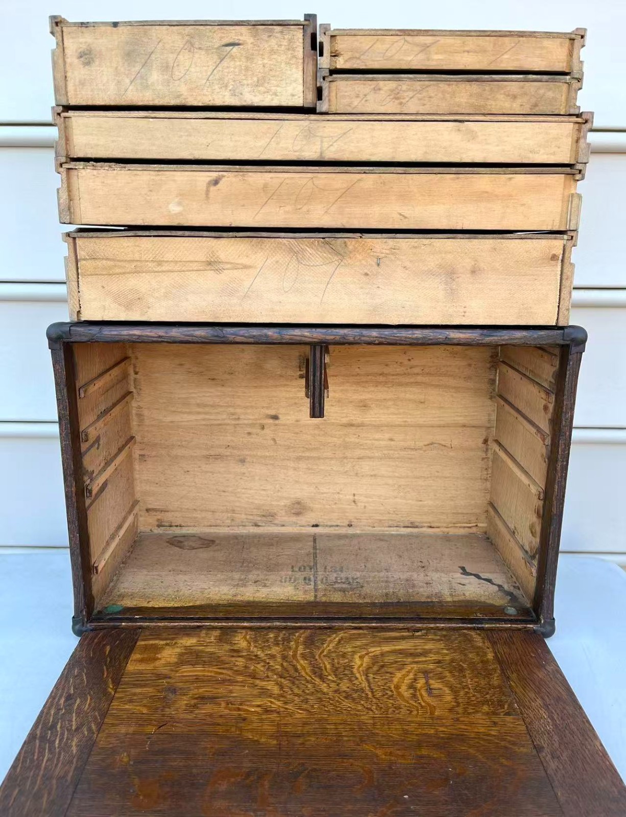 Antique Union 6 Drawers Oak Wood Machinists Tool Chest Box