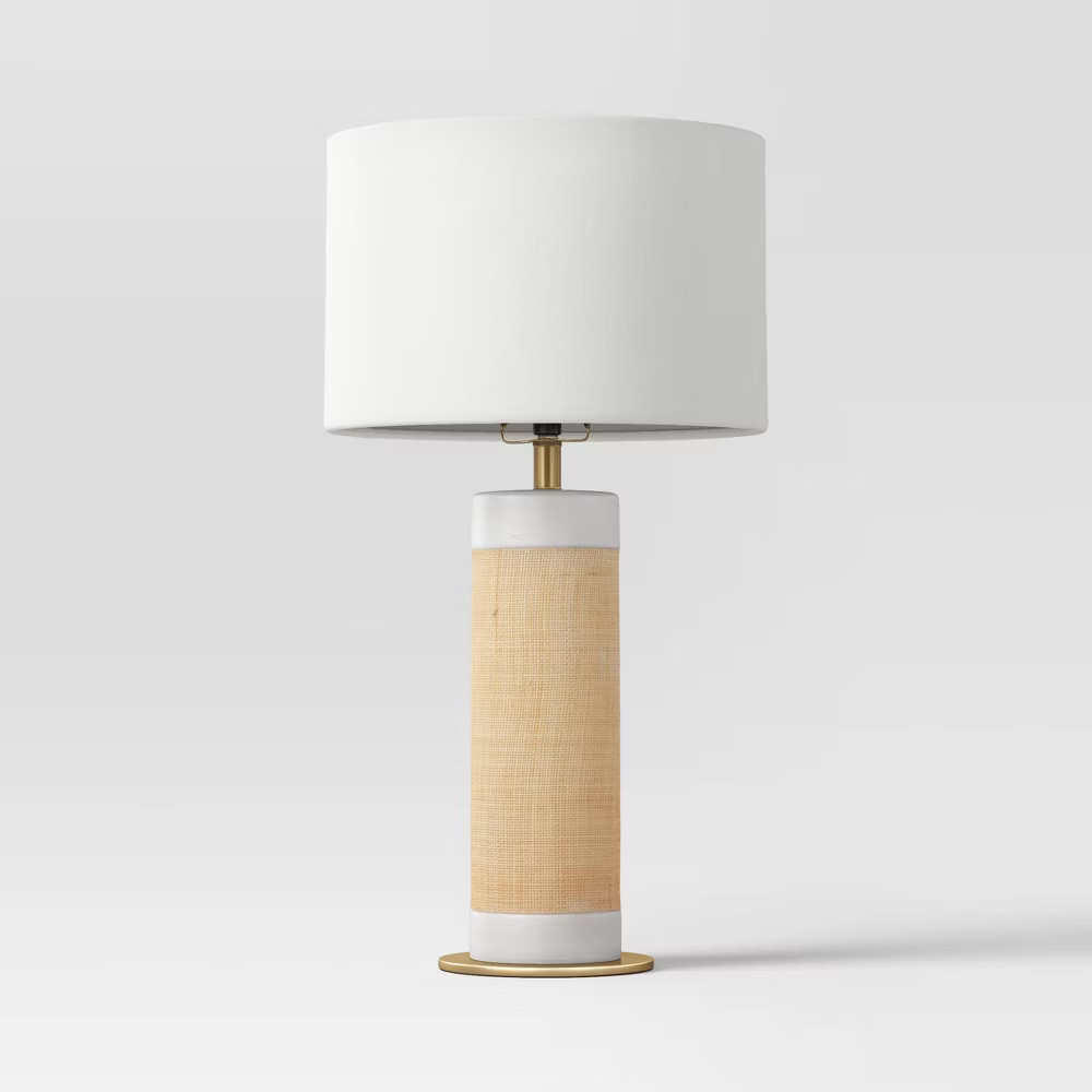 Ceramic Table Lamp with Natural Wrap White - Threshold