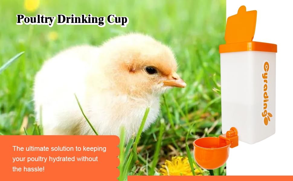 Automatic Waterer System Chick Drinker Cups 1L Hanging Automatic Fill Poultry...