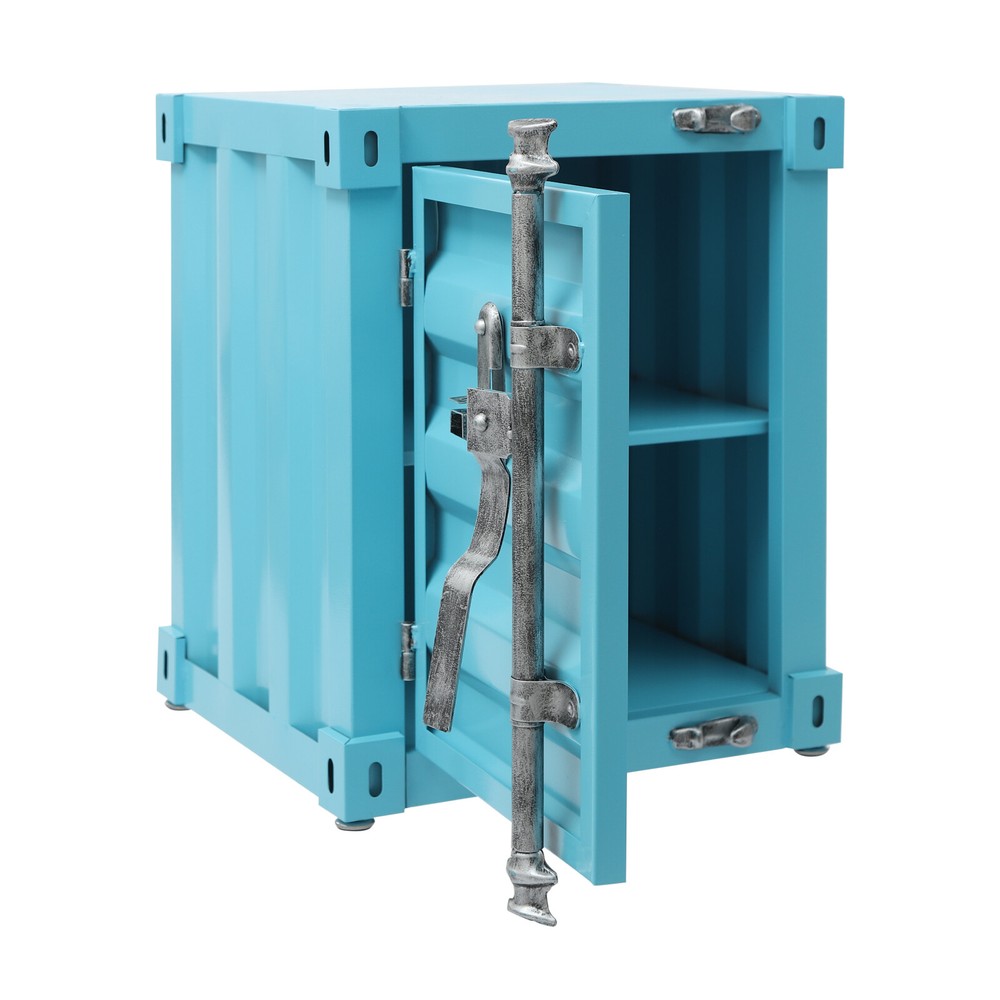 Floorstanding Side Table, Industrial Style Container Cabinet, Iron Bedside Table