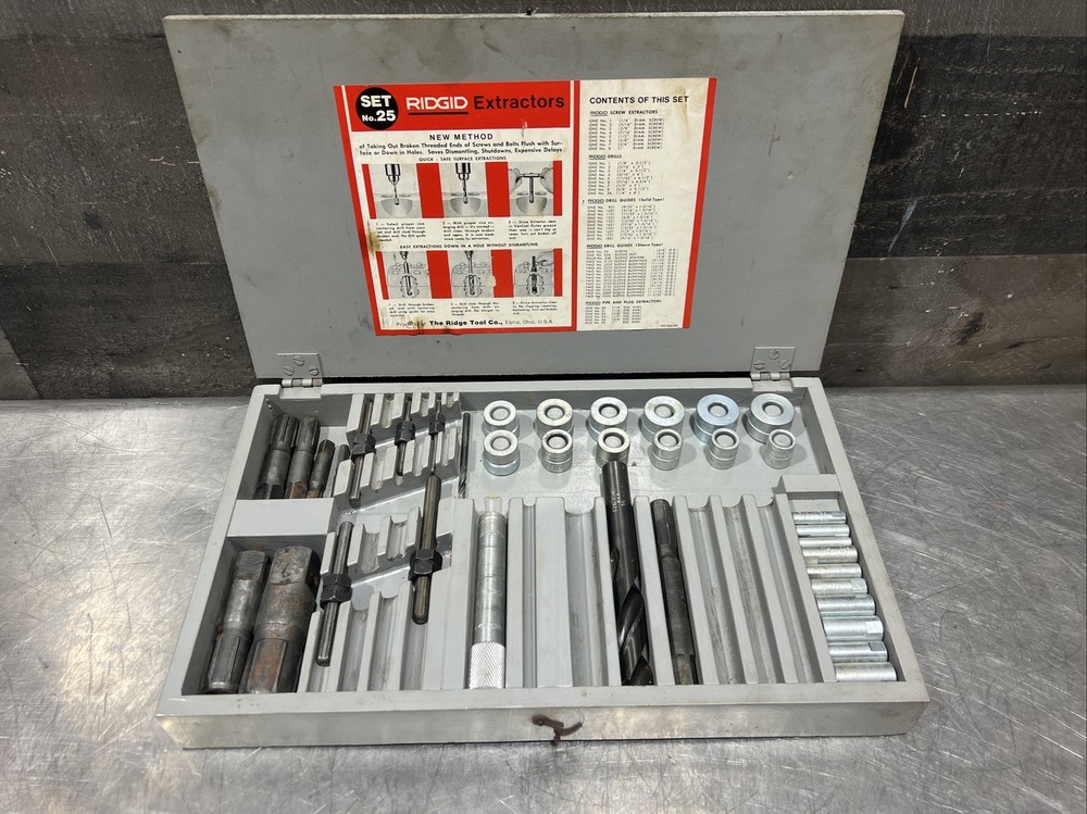 Ridgid Set No. 25 Screw and Pipe Extractor Set. Partial Kit. Used Surplus. READ