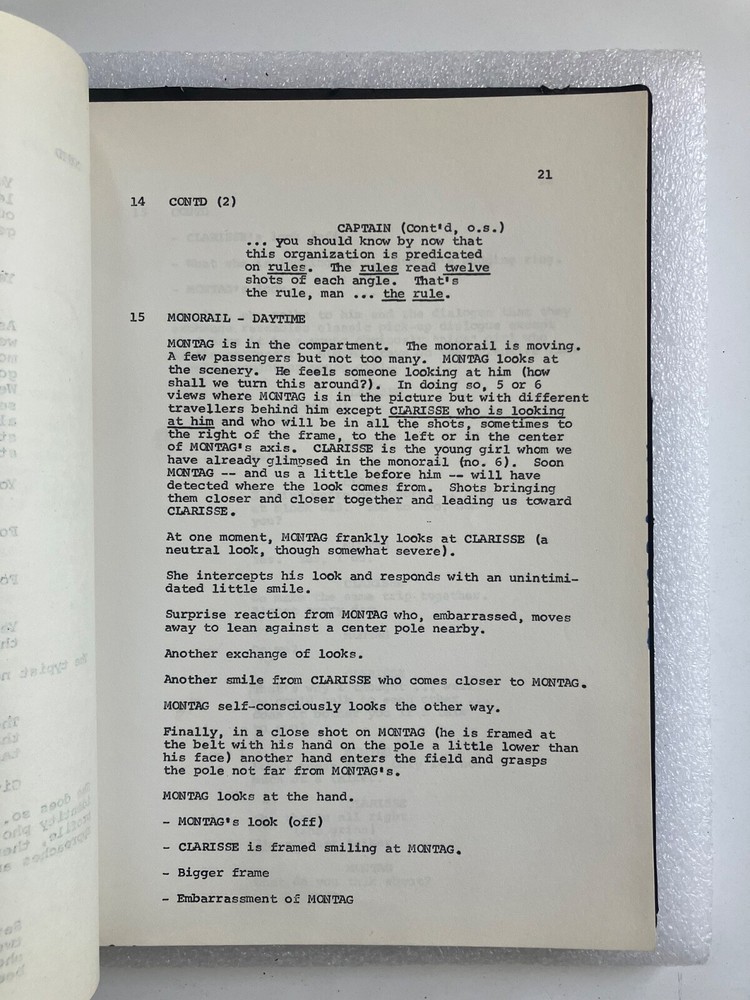 'FAHRENHEIT 451' SCRIPT (1966) TRUFFAUT ORIGINAL AUTHENTIC 'PHOENIX' DRAFT