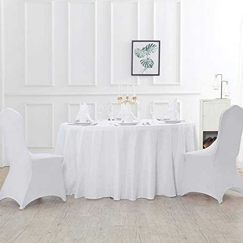 70 inch Round Tablecloth Washable Polyester Table Cloth 70" (Round) White