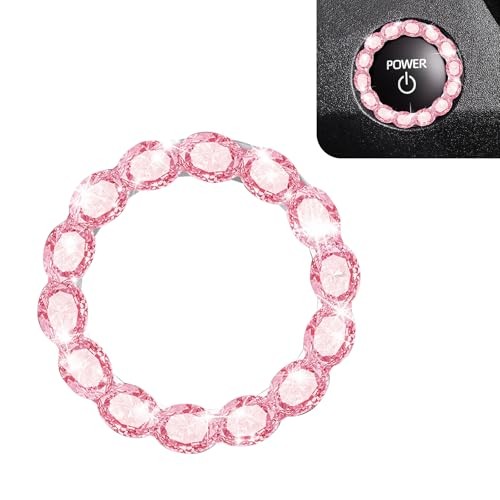Car Bling Push Start Button Cover, Crystal Rhinestone Engine Start Stop Ring
