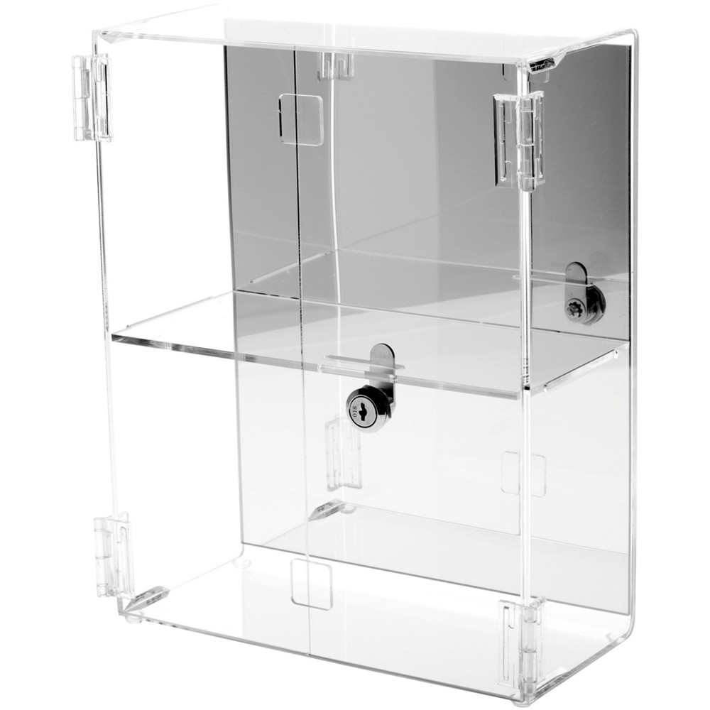 Plymor Acrylic Rectangular Locking Case, 1 Shelf (Mirrored) 12.75" x 10.25" x 5"