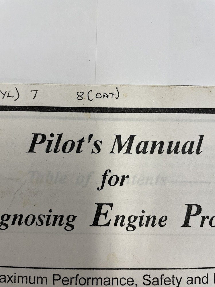 Pilots Manual For Diagnosing Engine Problems-For Max Performance Safety #092801