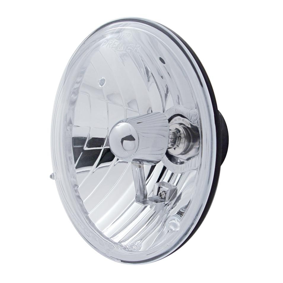 GUIDE Headlight, Dual Function, Chrome, Crystal H4 Bulb - Amber LED/Clear Lens