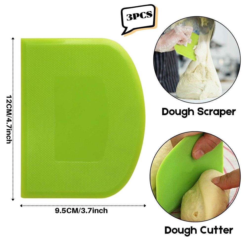 SURDOCA Dough Scraper Bench Scraper - 3P 4.7x3.7" Plastic Flexible Bowl Scraper,