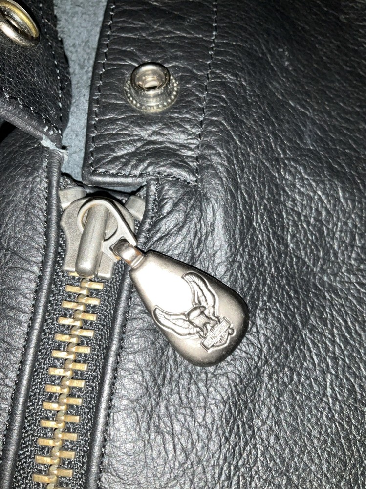 Harley Davidson Black Leather Chaps Size Large Excellent Condition