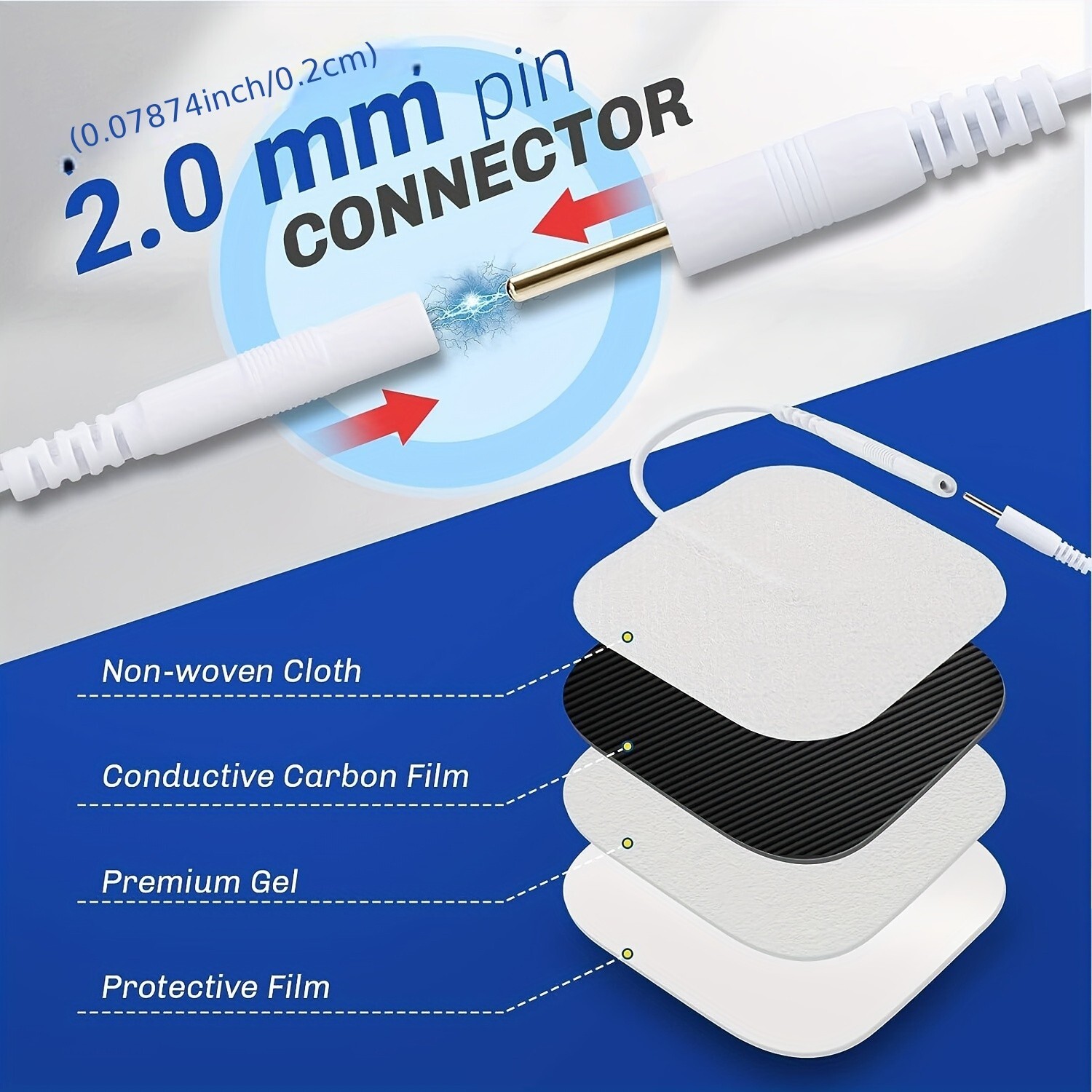 40 TENS Electrode Pads EMS Replacement Unit 7000 3000 2x2 Muscle Stimulator BULK