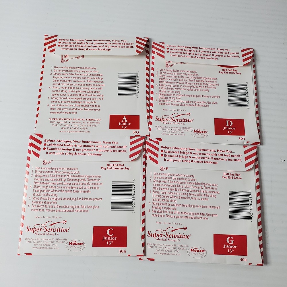 Red Label Junior 13" Scale Viola 4 String Set Super Sensitive SS4104