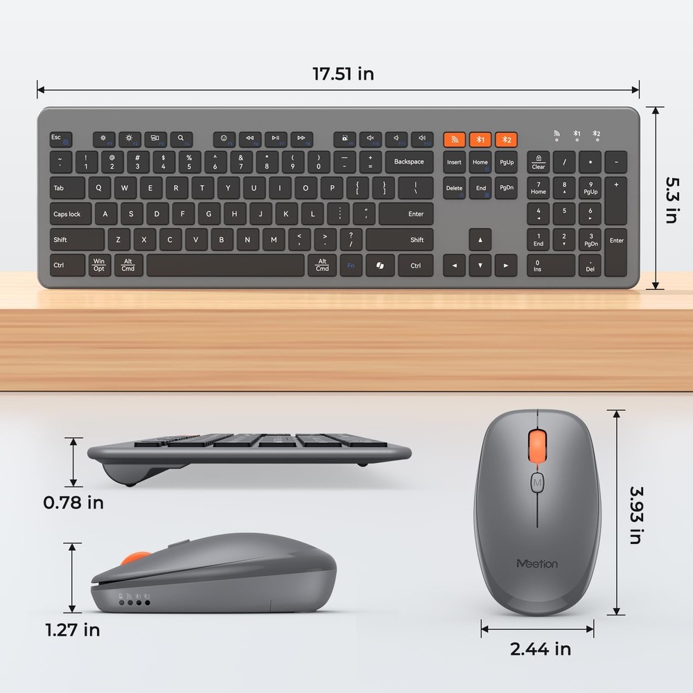 Ultra Slim Wireless Multi-Device Bluetooth Keyboard with Low-Profile Mouse