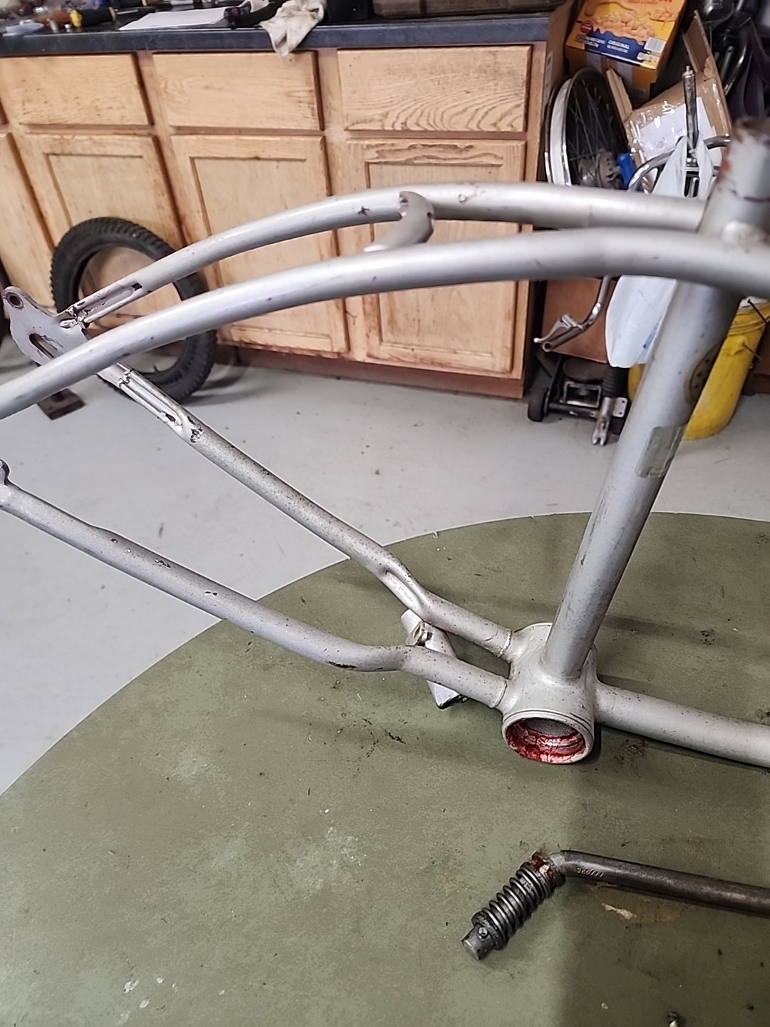 1975 SCHWINN STINGRAY SCRAMBLER BMX 20 INCH SILVER FRAME KICKSTAND HEADBAGE L$$K