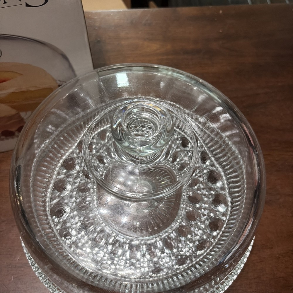 Crystal Presentations Glass Dome Footed Cake Plate Stand 11"