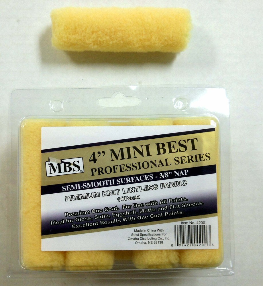 MBS 10pc 4" Mini Roller Covers Professional Series Dense Knit Polyester