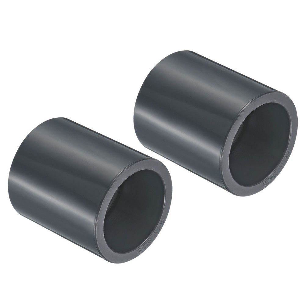 UPVC Pipe Fitting 32mm Socket, 2 Pack Straight Coupling, Dark Grey