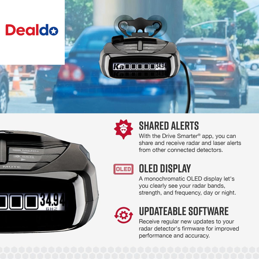 RAD 480I Laser Radar Detector – Long Range Detection, Bluetooth, Apple Carplay a