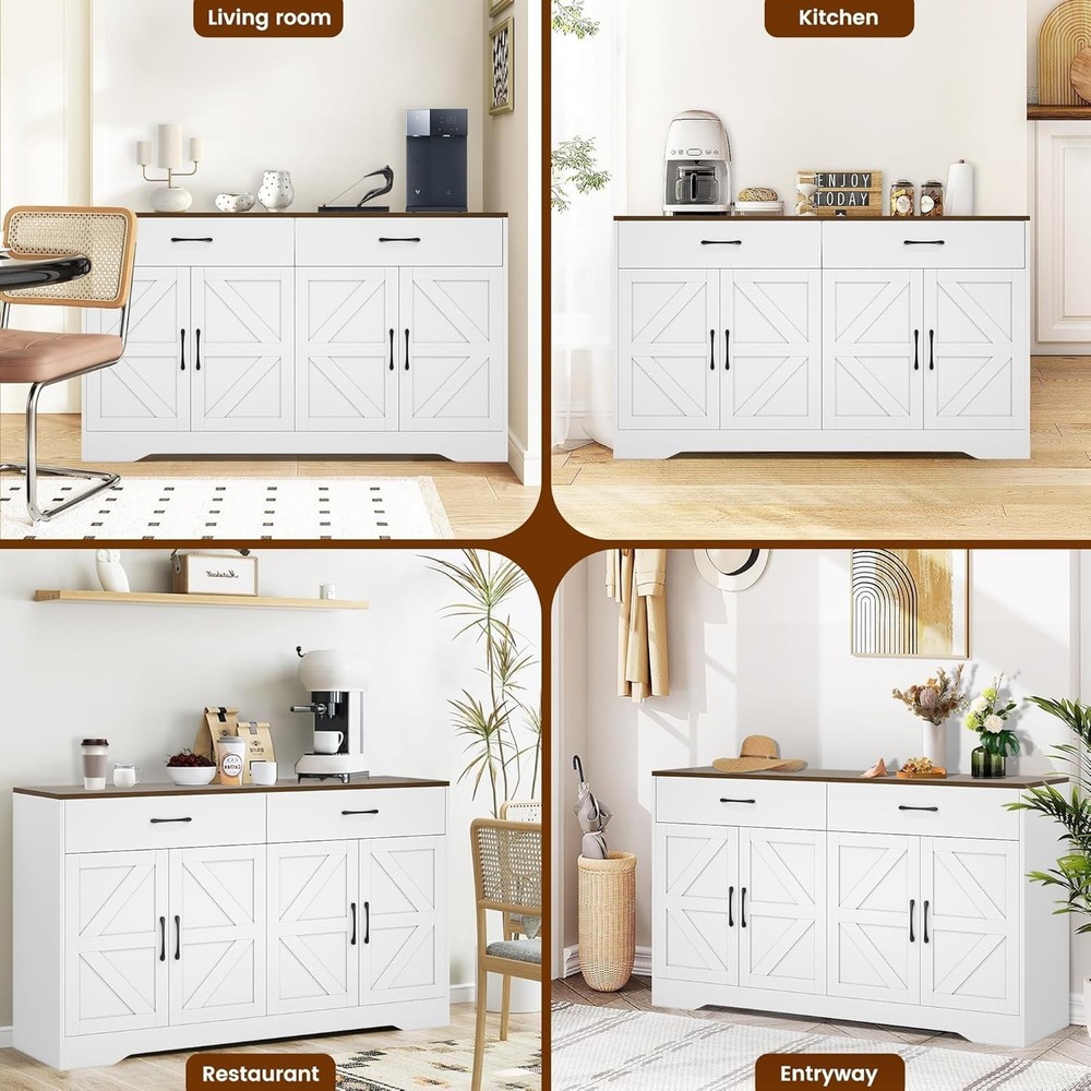 Sideboard Buffet Cabinet with Storage, 55.1" Large Kitchen Storage Sideboard ...