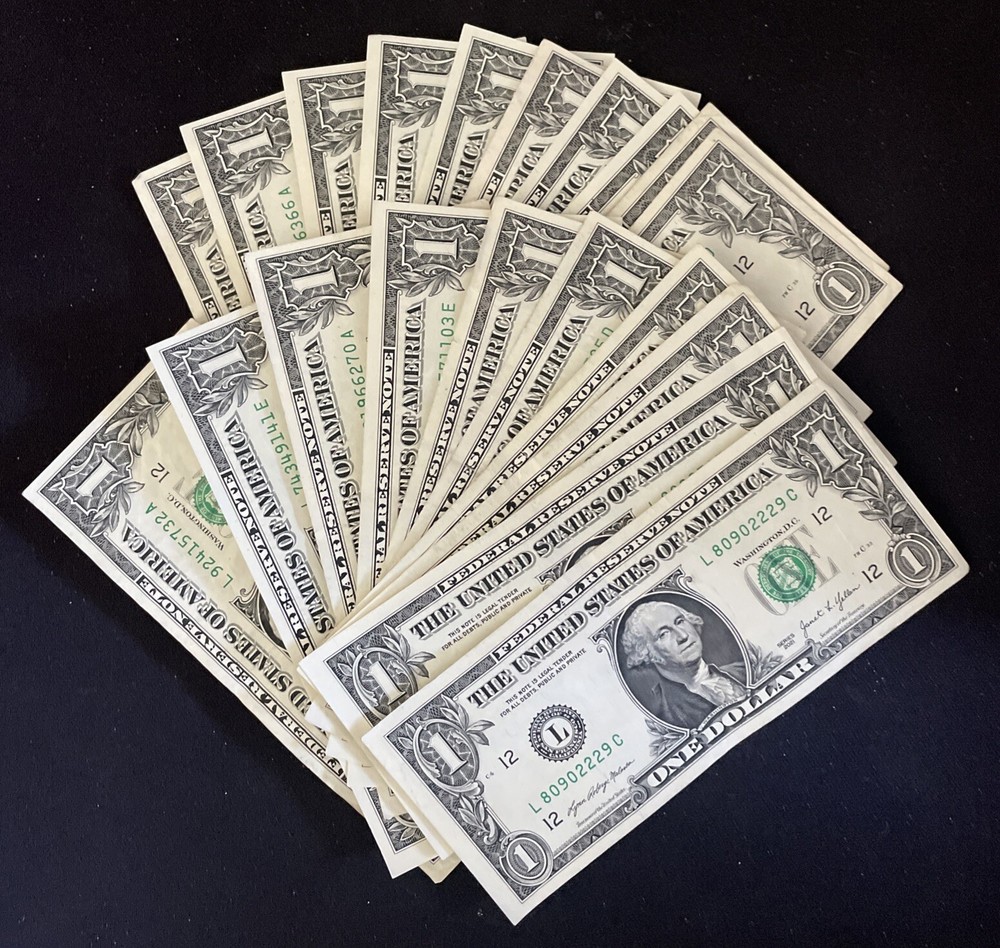 20 $1 FRN Mis Cut Errors. Left To Right. (WORTHLESS) Read Description!!!