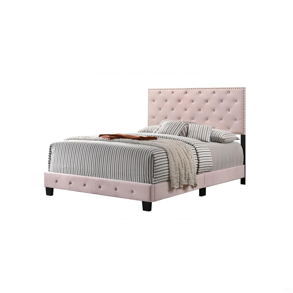Charming Transitional Pink Queen Bed For Style