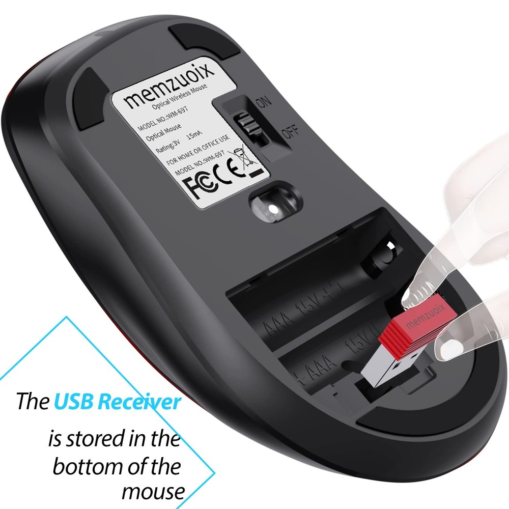 2.4G Wireless Mouse, 1400 DPI Computer Mouse with USB Receiver, Portable Wire...