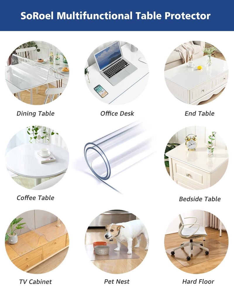 40 Inch Round Table Protector Clear Dining Room Table Cover Runner Circle Vin...