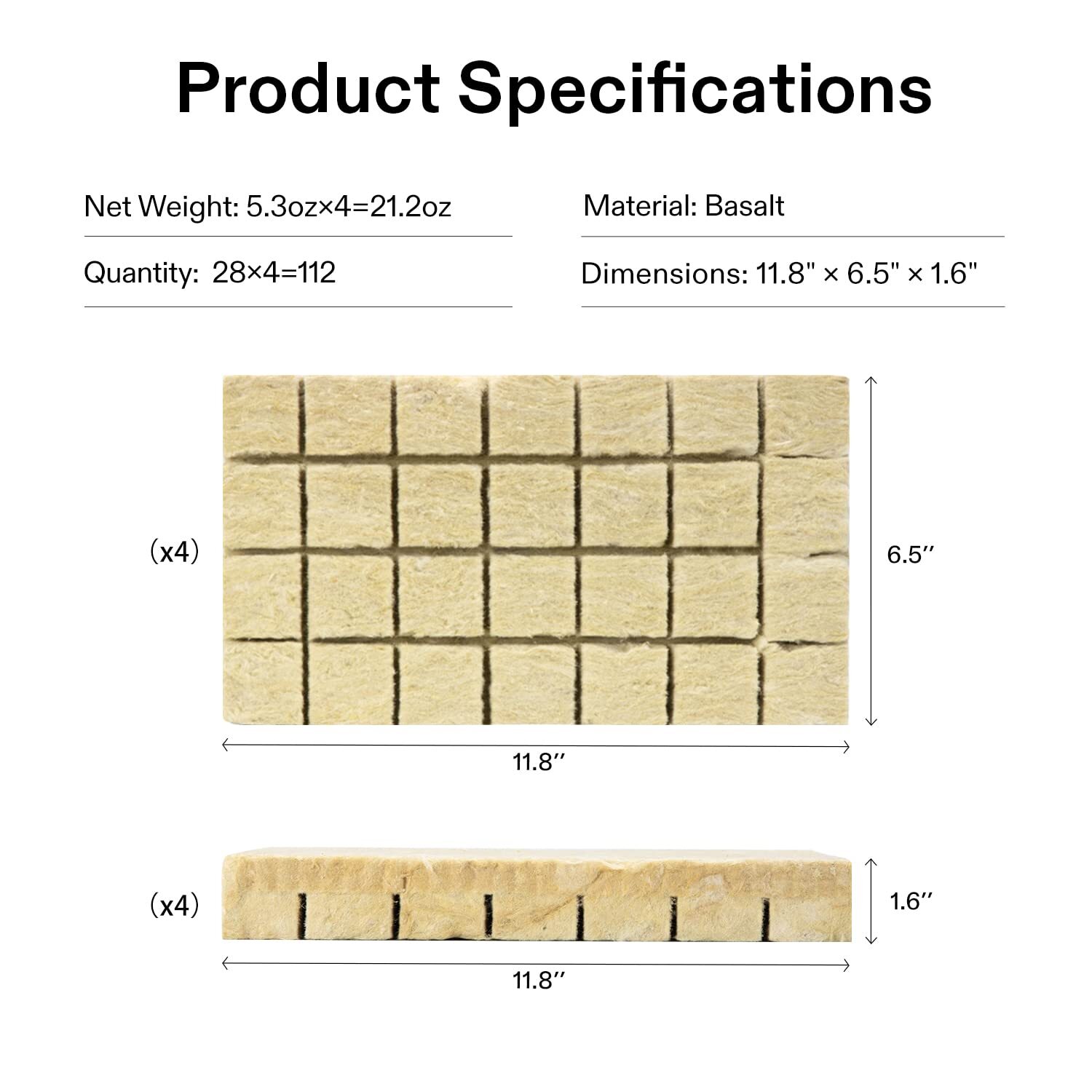VIVOSUN 1"/1.6" Rockwool Cubes Stonewool Starter for Rooting, Cutting Plants