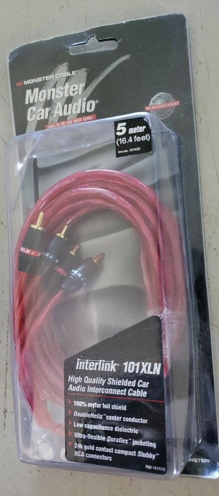 Monster Cable Interlink 101XLN Comp Performance Car Stereo 5 meters NEW Red