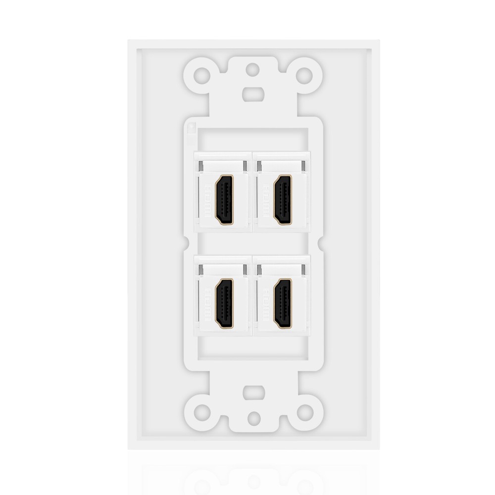 HDMI Wall Plate (4 Port, White) HDMI Socket Plug Insert Jack Outlet Panel Mount