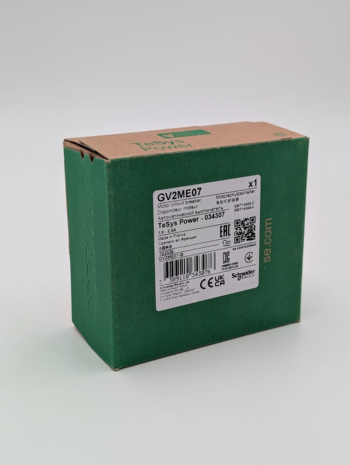 Schneider Electric GV2ME07 Manual Motor Circuit Breaker 3P 1.6 to 2.5A USA STOCK