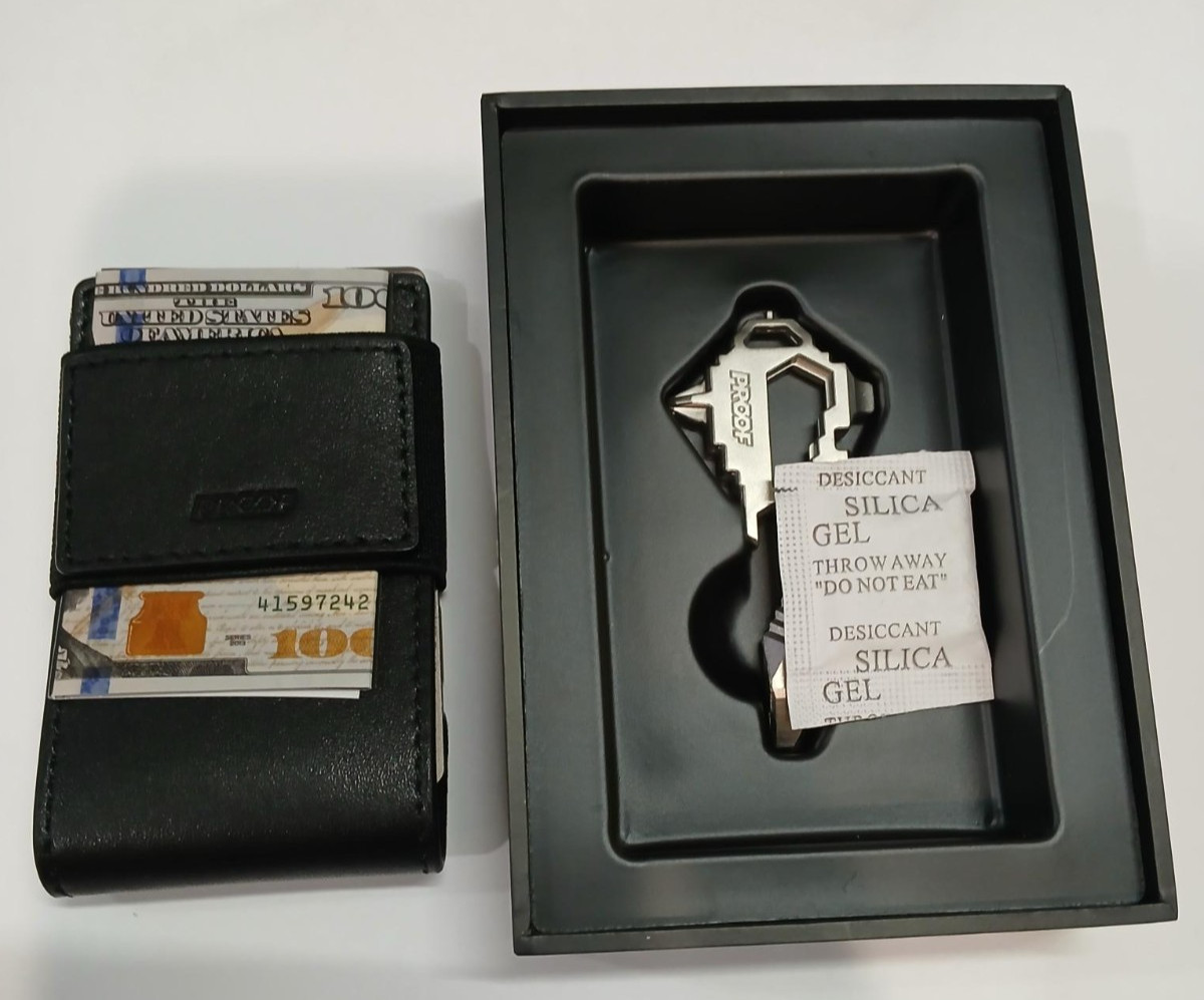 Proof wallet THE APEX Matte Black Full Leather Satin Gunmetal