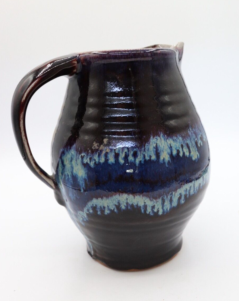 Handmade Deep Purple and Blue Glazed Pottery Pitcher/Jug