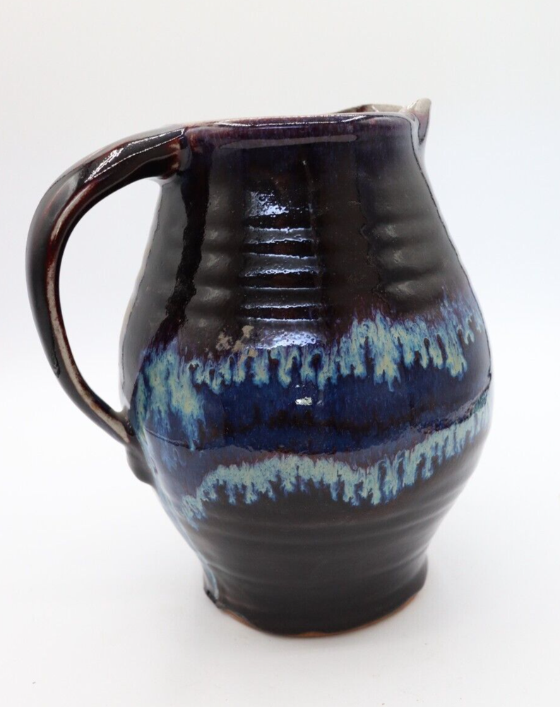 Handmade Deep Purple and Blue Glazed Pottery Pitcher/Jug