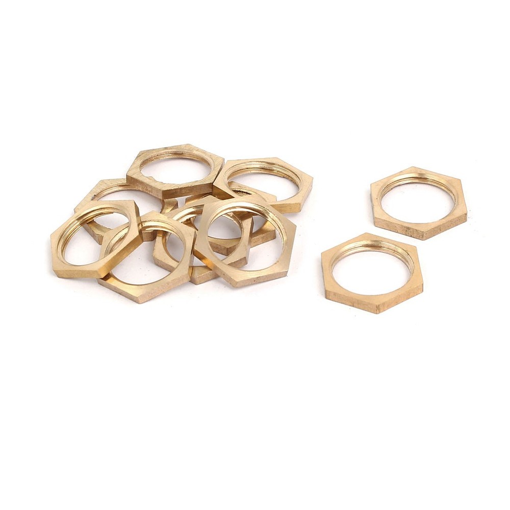 10 Pcs 1/2BSP Female Thread Brass Hex Nut Pipe Fitting Locknut