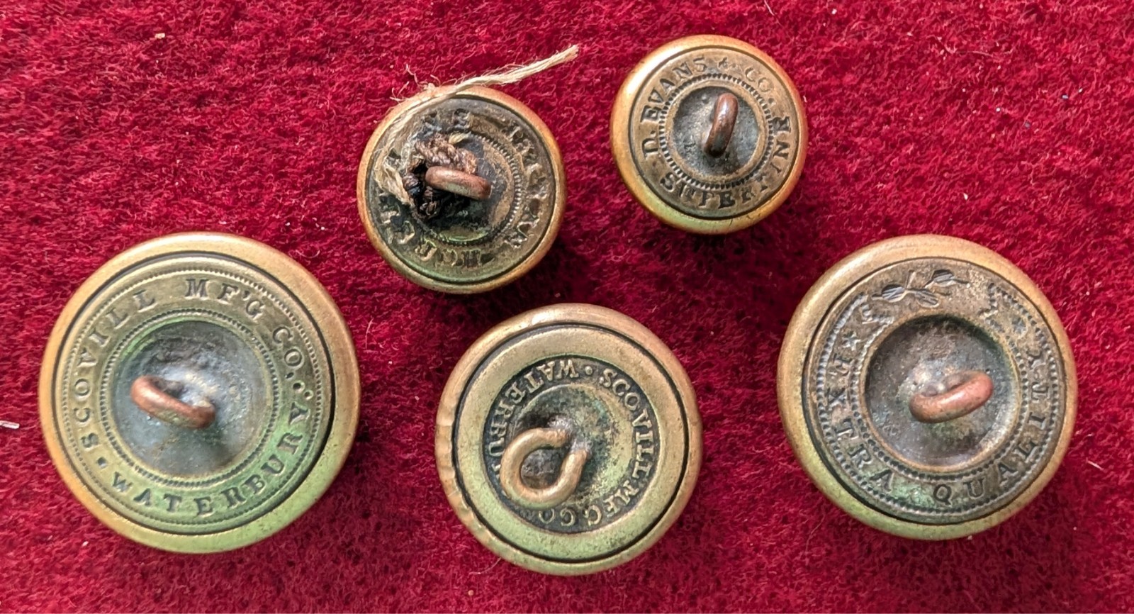 Five Different Federal Eagle I Infantry Officer's Buttons