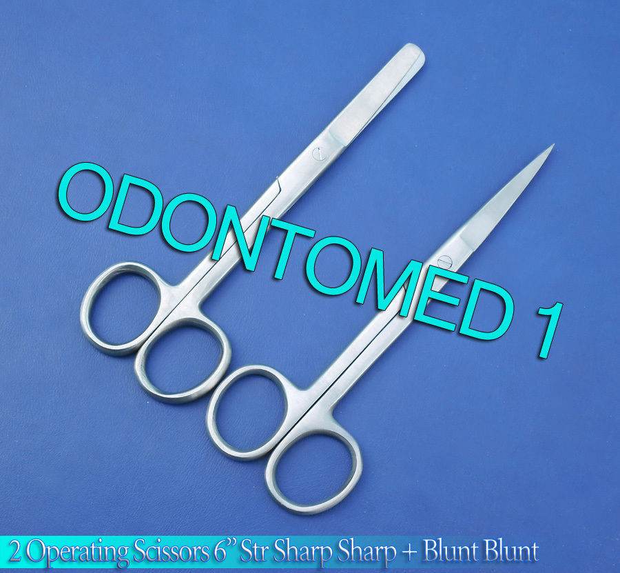 2 OPERATING SCISSORS 6" STRAIGHT SHARP SHARP + BLUNT BLUNT