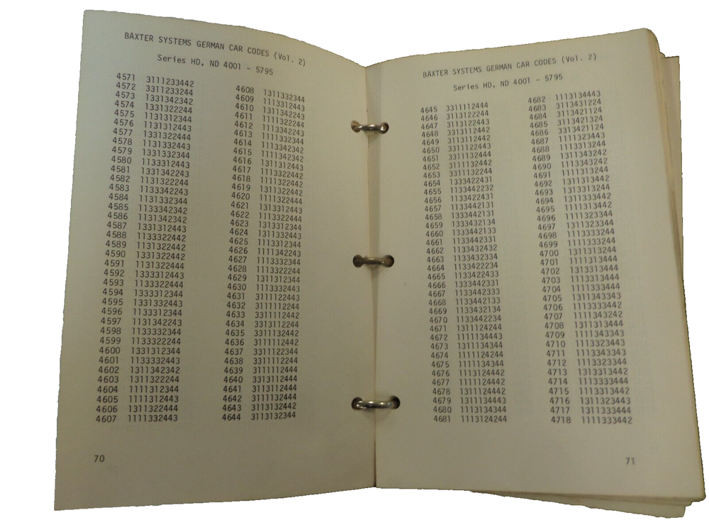 BAXTER GERMAN AUTO CODE BOOK USED GOOD SHAPE