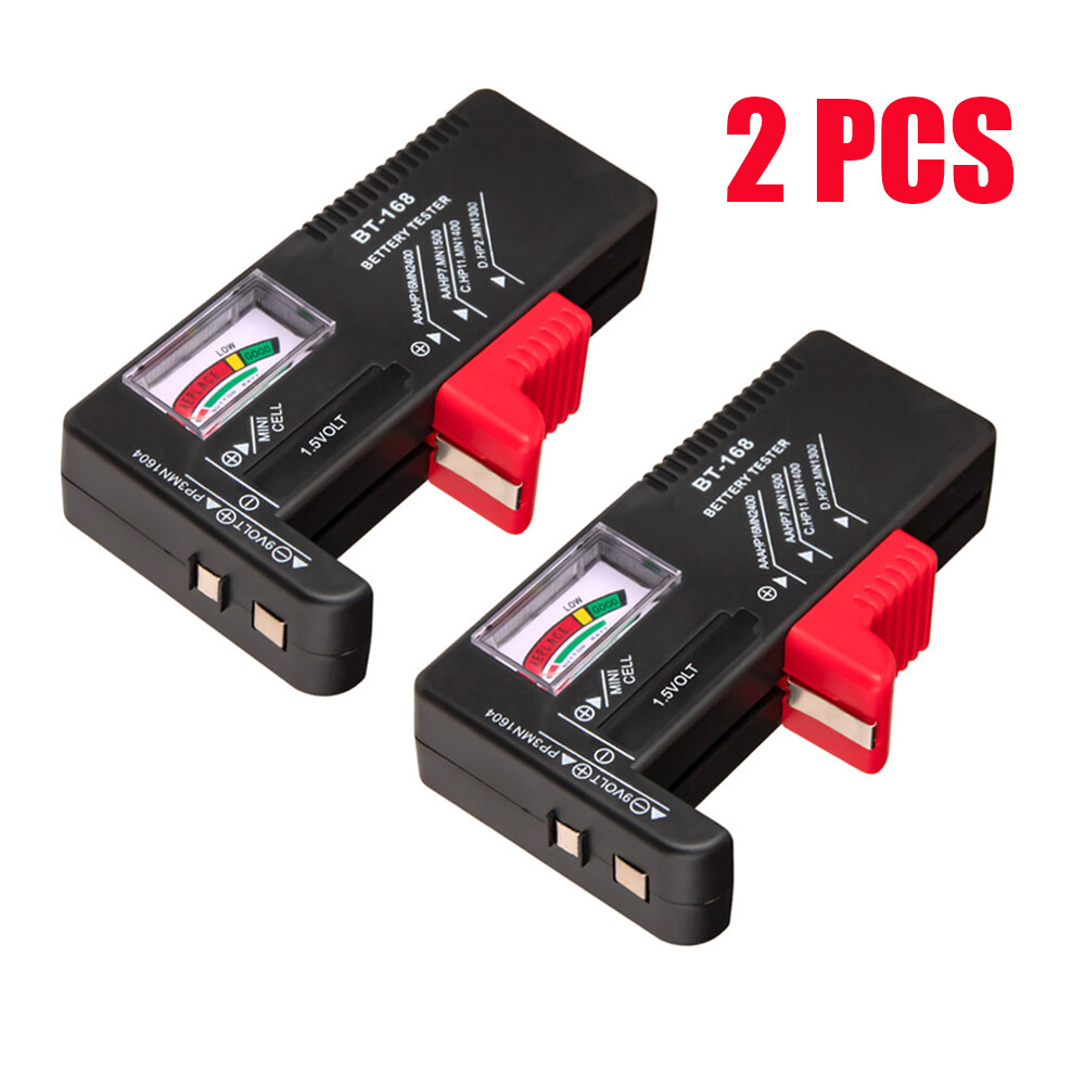 2X Universal Digital LCD Battery Checker Volt Tester Cell AA AAA C D 9V Button❥