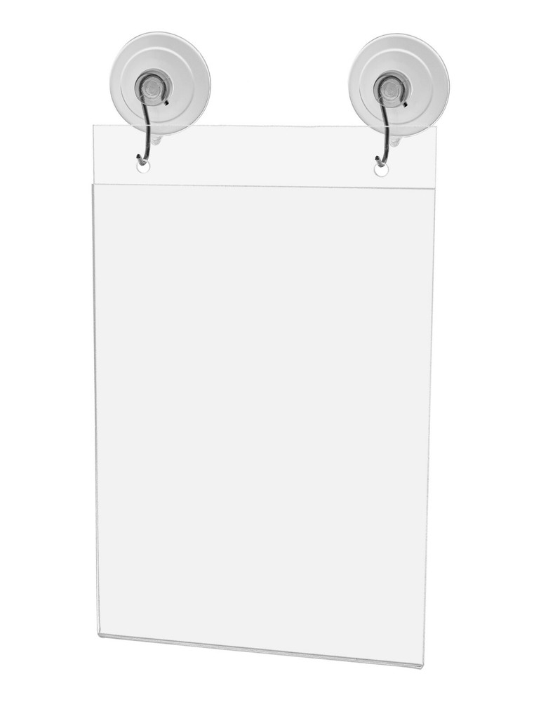 5"W x 7"H Window Mount Sign Holder Suction Cup with Hooks