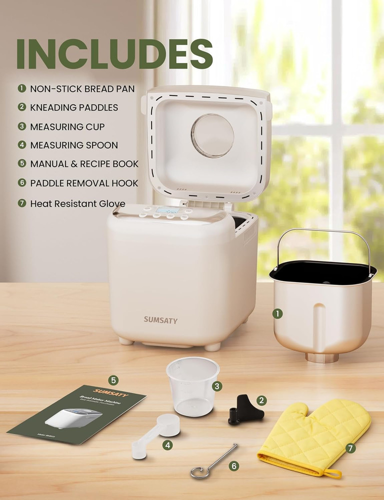 Bread Maker, 2.2LB 16-In-1 Bread Machine, Automatic Bread Maker Machine with Non