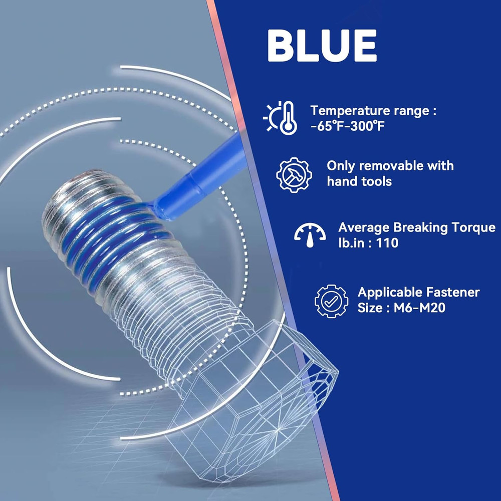 Thread Lock Blue and Red, Threadlocker Medium and High Strength, Thread Locker f