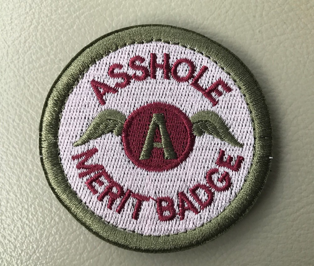 REDWING A**HOLE MERIT 2.5" Embroider Hook/Loop Badge Red Patch