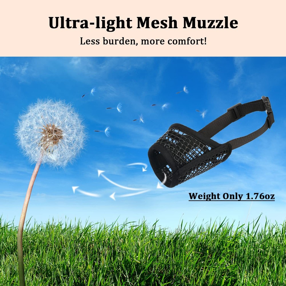 Breathable Mesh Muzzle for Dogs Allows Drinking and Panting Soft and Comfortable