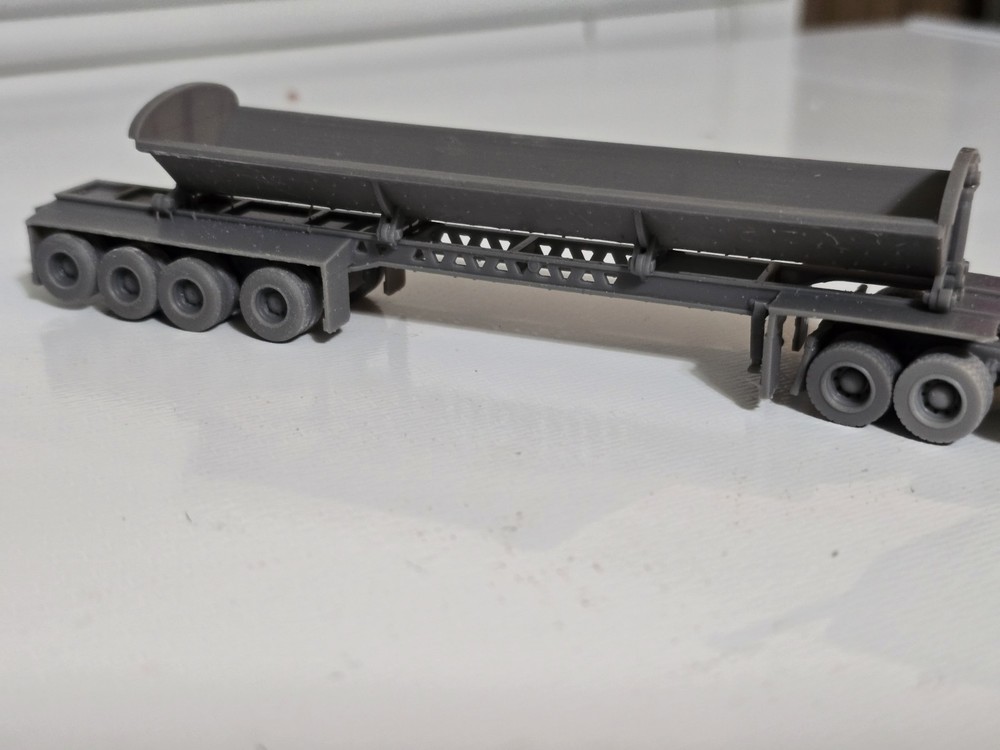 Ho Scale Side Dump 4 Axle Trailer Undecorated Kit 3d Printed