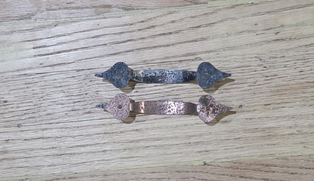 x2 Drawer Pulls Hammered Black & Copper