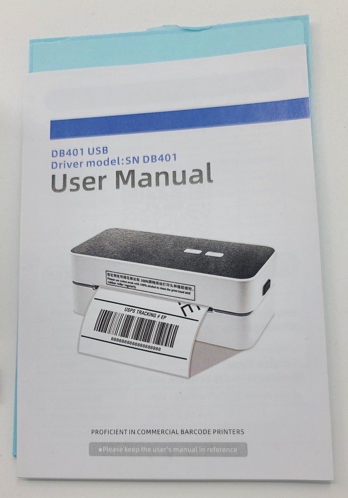 White Thermal Label Barcode Printer DB401 USB