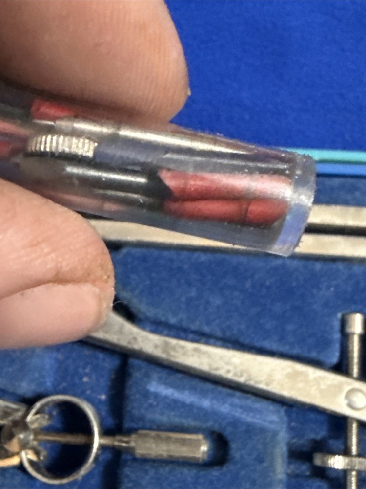 Vtg BRUNING Drafting Compass & Tools Vintage Engineering in Case Germany