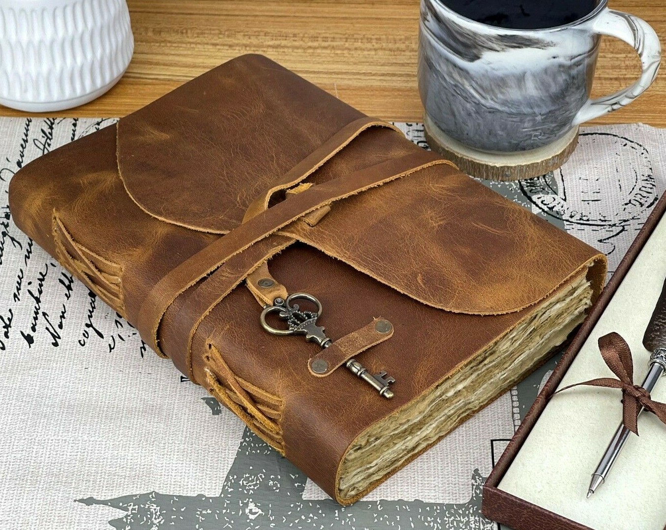 Personalized Leather Journal With Small Defects Handmade Deckle Edge Paper